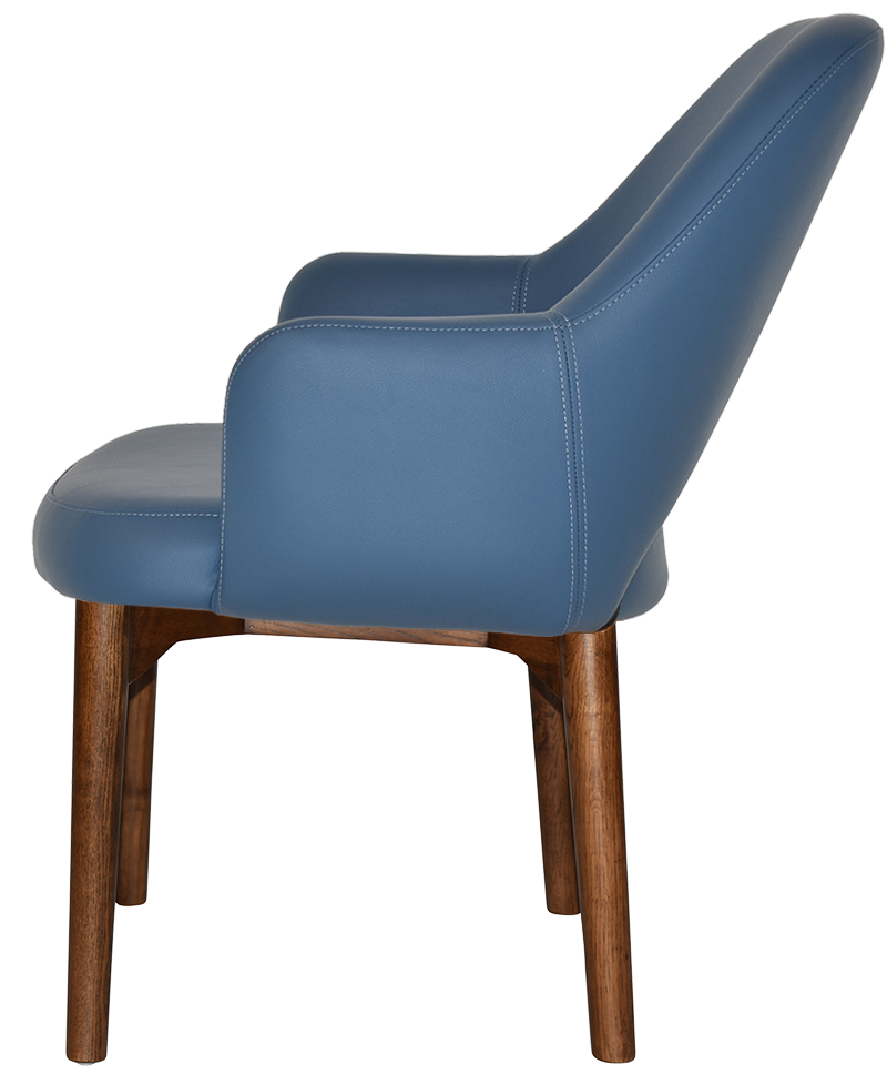 EZ Albury Walnut Stained Timber Frame Upholstered Hospitality Dining Armchair - XL