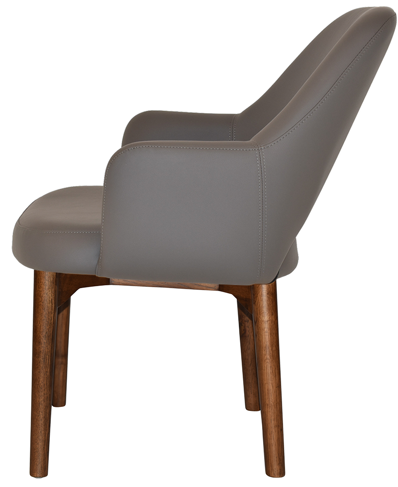 EZ Albury Walnut Stained Timber Frame Upholstered Hospitality Dining Armchair - XL