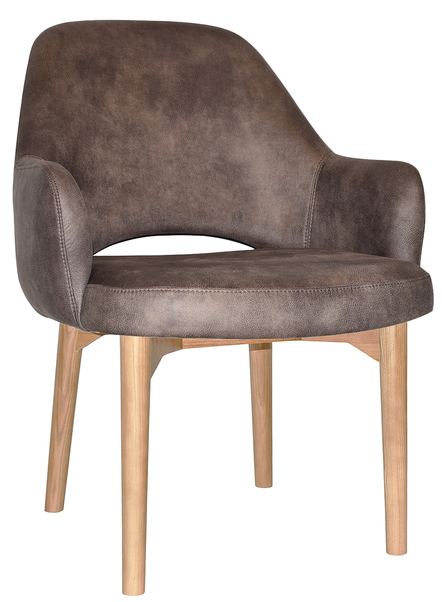EZ Albury Solid Natural Stained Timber Upholstered Hospitality Dining Armchair - XL
