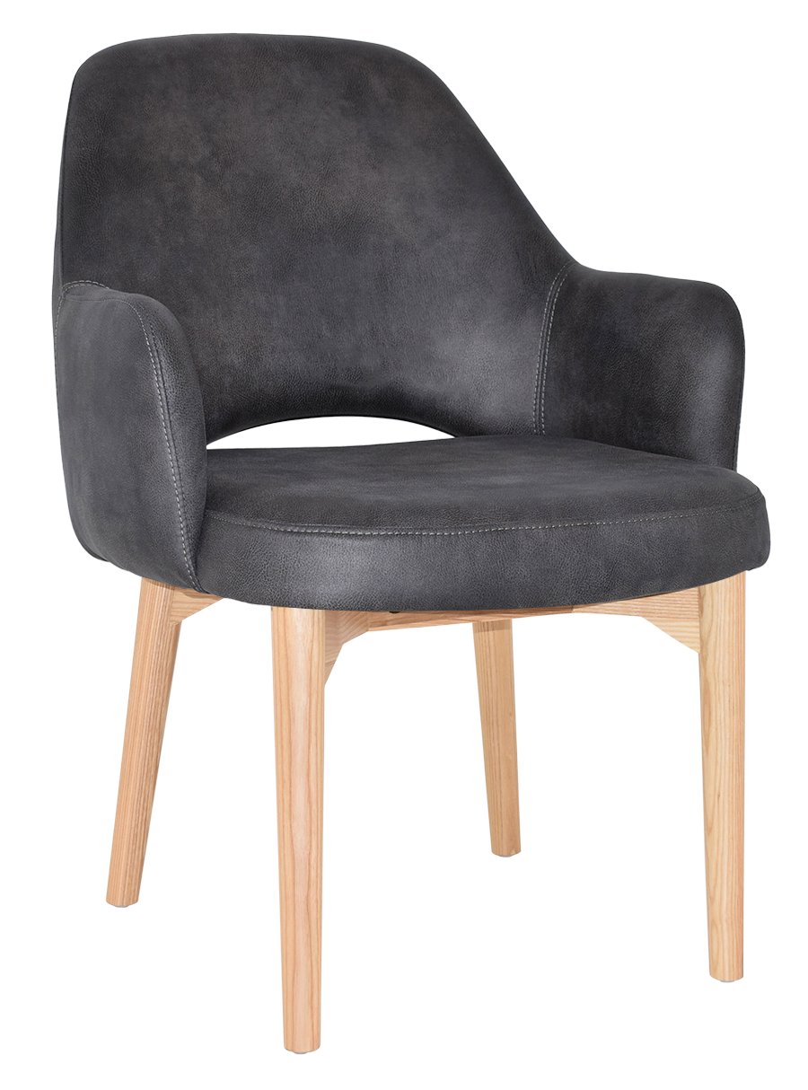 EZ Albury Solid Natural Stained Timber Upholstered Hospitality Dining Armchair - XL
