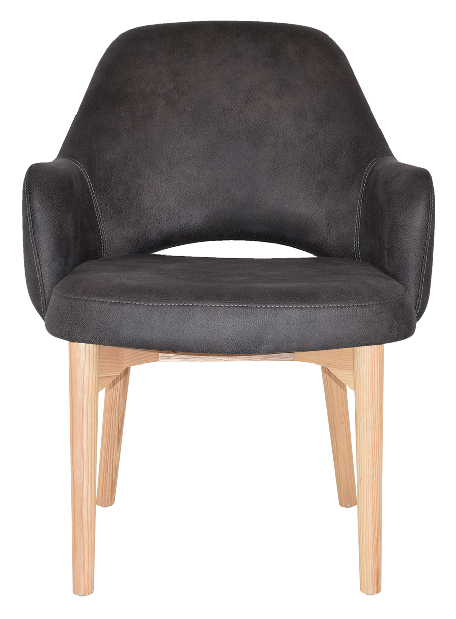 EZ Albury Solid Natural Stained Timber Upholstered Hospitality Dining Armchair - XL