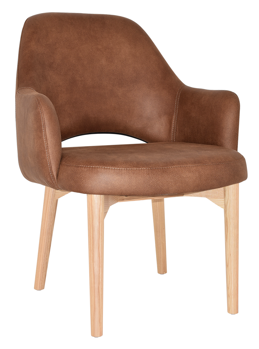 EZ Albury Solid Natural Stained Timber Upholstered Hospitality Dining Armchair - XL