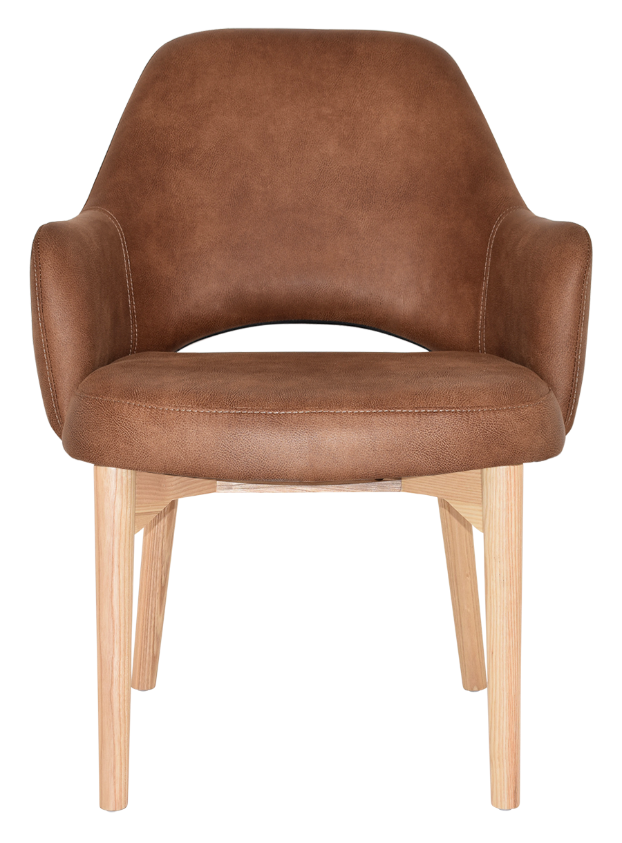 EZ Albury Solid Natural Stained Timber Upholstered Hospitality Dining Armchair - XL