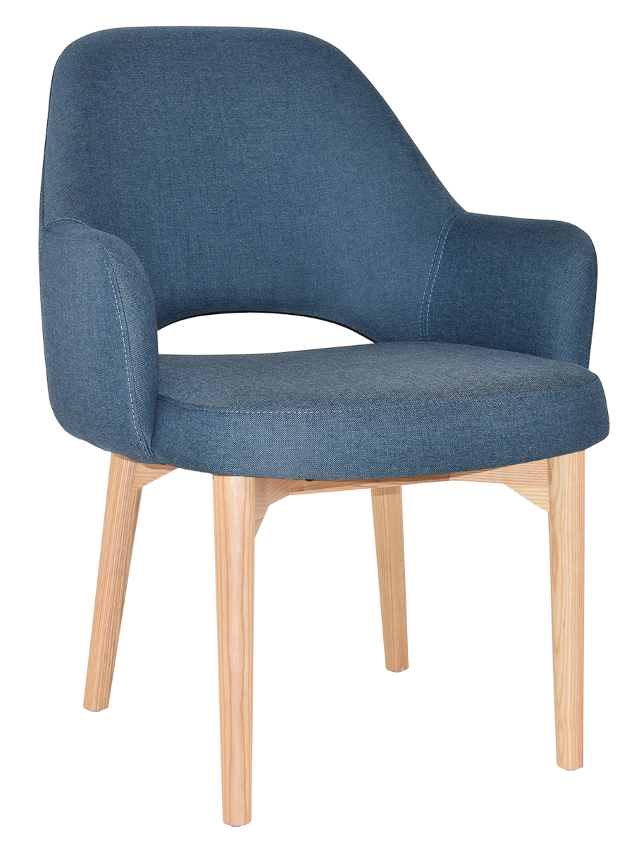 EZ Albury Solid Natural Stained Timber Upholstered Hospitality Dining Armchair - XL