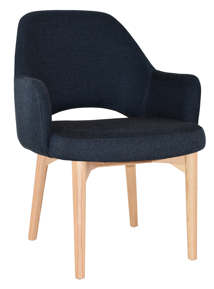 EZ Albury Solid Natural Stained Timber Upholstered Hospitality Dining Armchair - XL