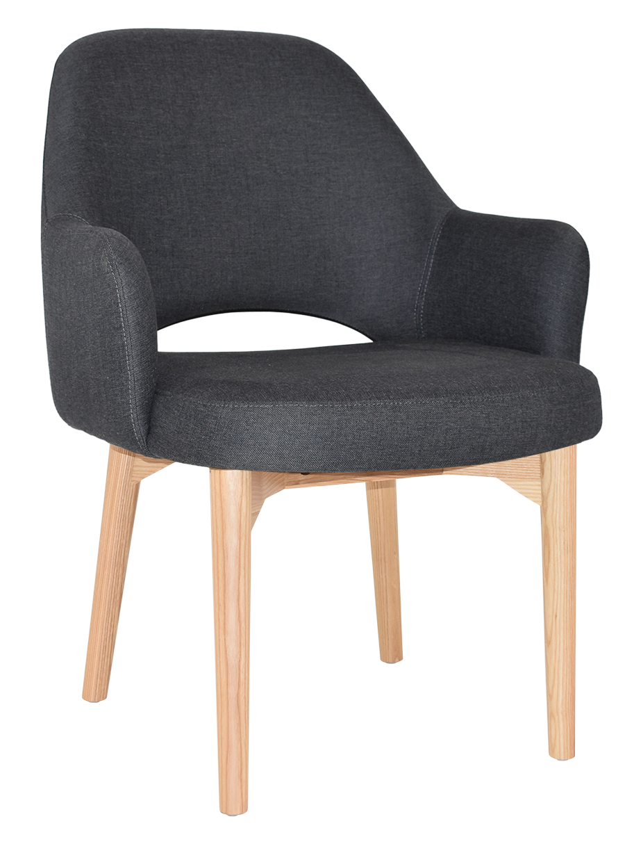 EZ Albury Solid Natural Stained Timber Upholstered Hospitality Dining Armchair - XL