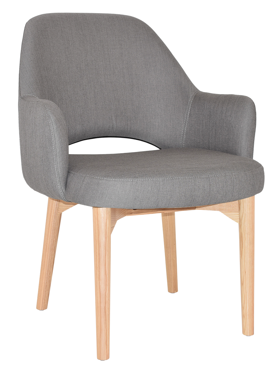 EZ Albury Solid Natural Stained Timber Upholstered Hospitality Dining Armchair - XL