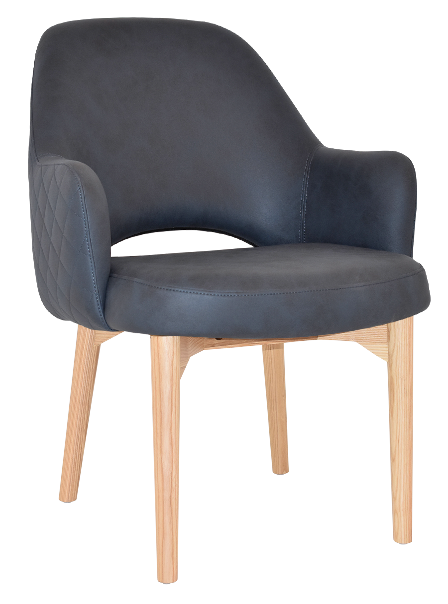 EZ Albury Solid Natural Stained Timber Upholstered Hospitality Dining Armchair - XL