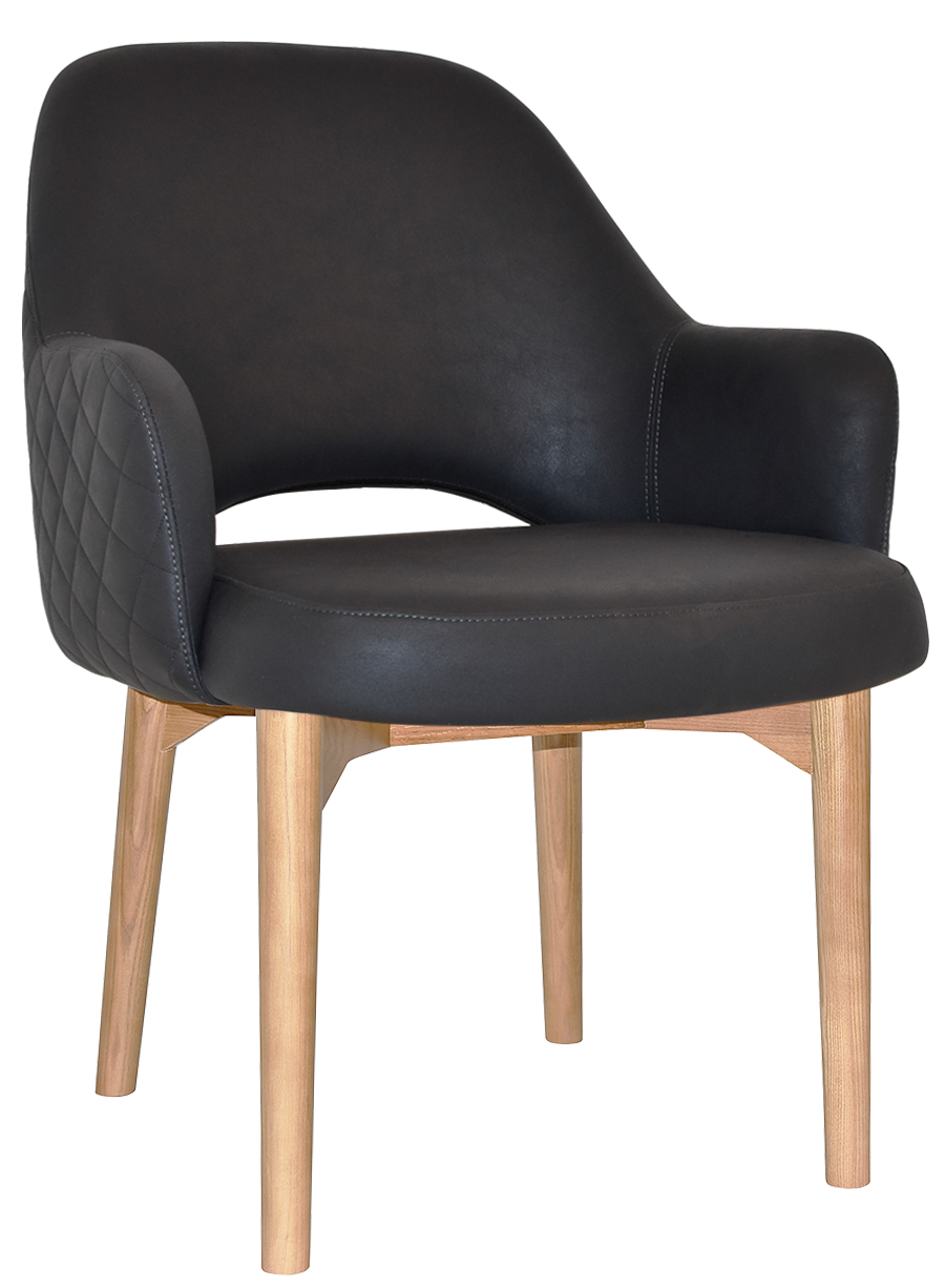EZ Albury Solid Natural Stained Timber Upholstered Hospitality Dining Armchair - XL