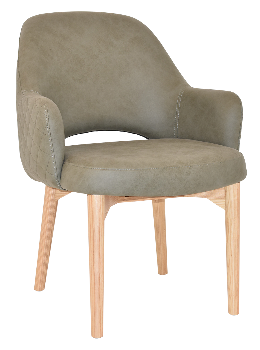 EZ Albury Solid Natural Stained Timber Upholstered Hospitality Dining Armchair - XL