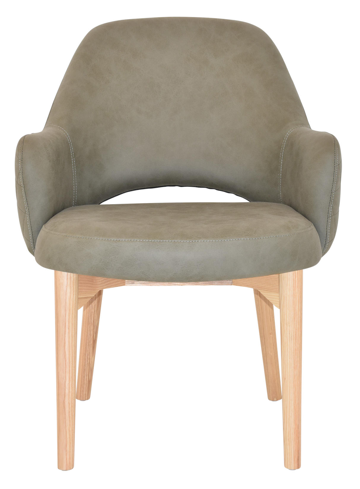 EZ Albury Solid Natural Stained Timber Upholstered Hospitality Dining Armchair - XL