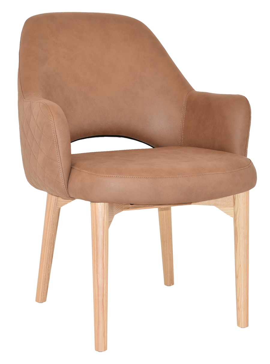 EZ Albury Solid Natural Stained Timber Upholstered Hospitality Dining Armchair - XL