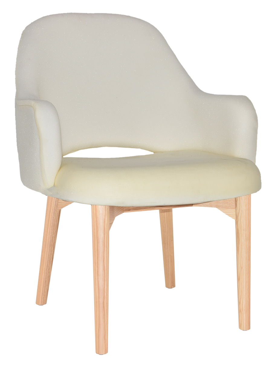 EZ Albury Solid Natural Stained Timber Upholstered Hospitality Dining Armchair - XL