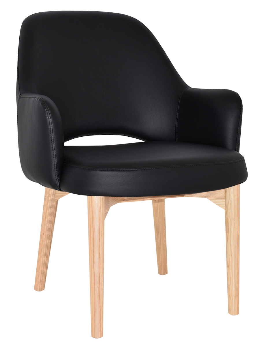 EZ Albury Solid Natural Stained Timber Upholstered Hospitality Dining Armchair - XL