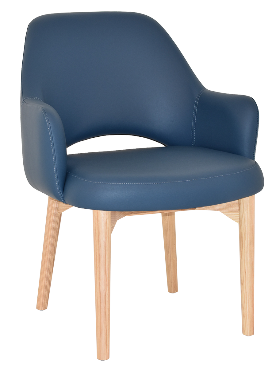 EZ Albury Solid Natural Stained Timber Upholstered Hospitality Dining Armchair - XL