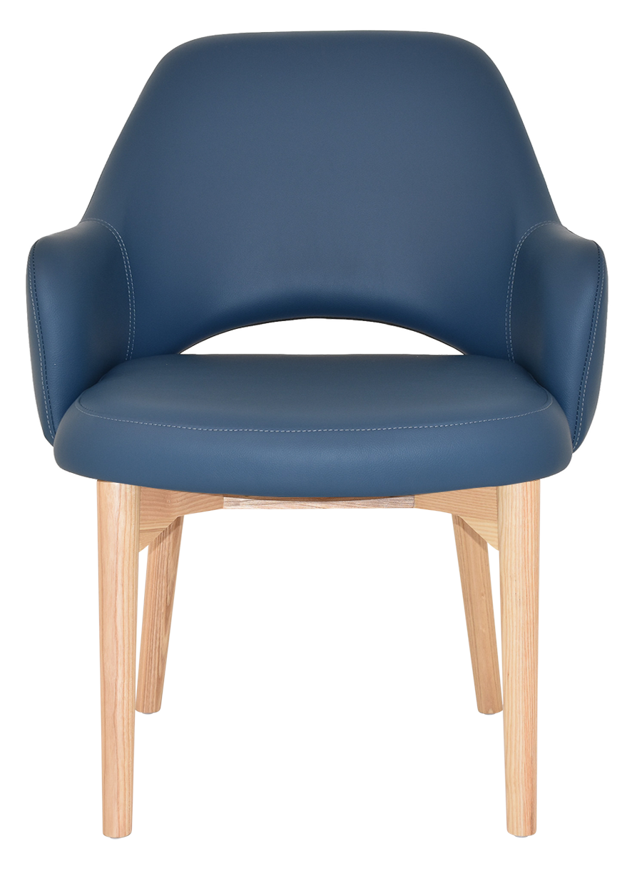 EZ Albury Solid Natural Stained Timber Upholstered Hospitality Dining Armchair - XL