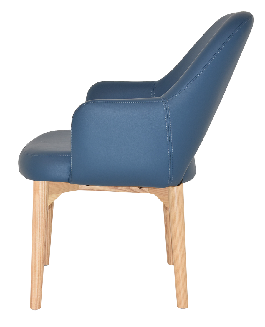 EZ Albury Solid Natural Stained Timber Upholstered Hospitality Dining Armchair - XL