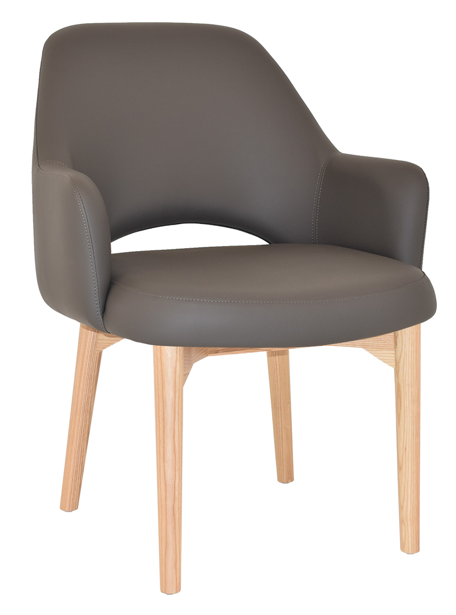 EZ Albury Solid Natural Stained Timber Upholstered Hospitality Dining Armchair - XL