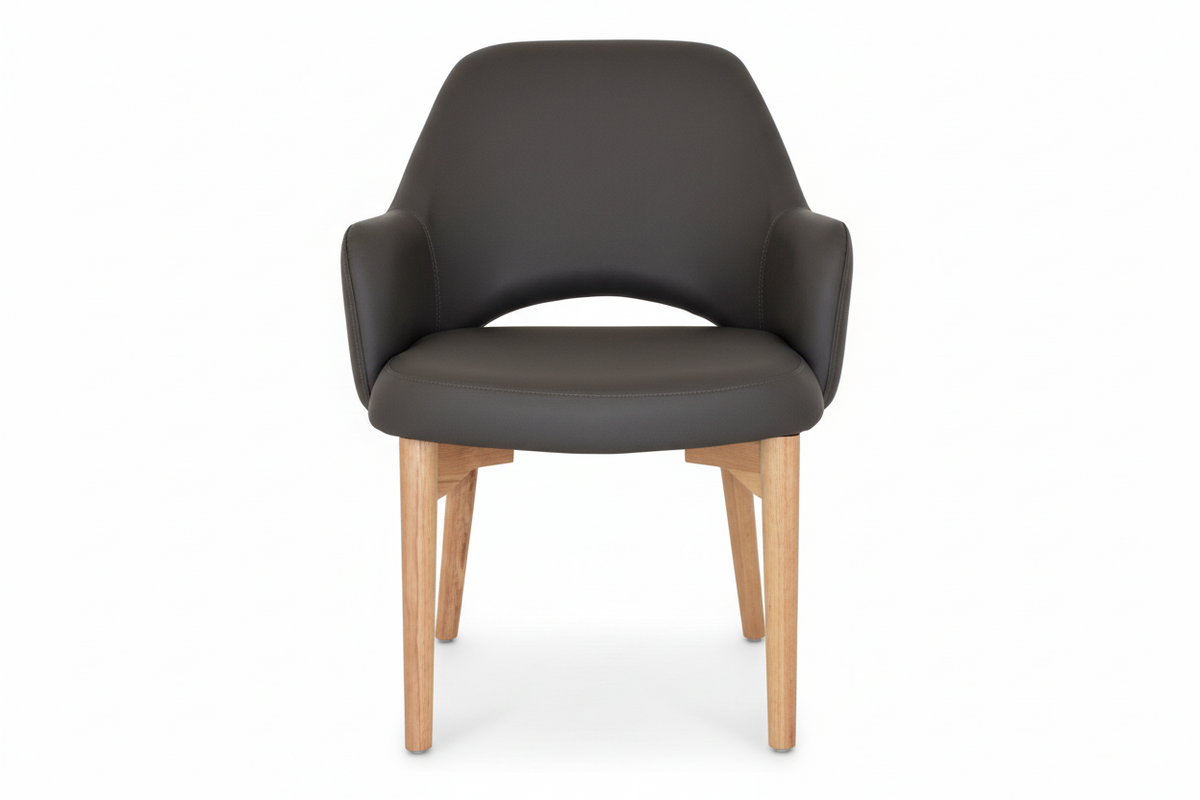 EZ Albury Solid Natural Stained Timber Upholstered Hospitality Dining Armchair - XL
