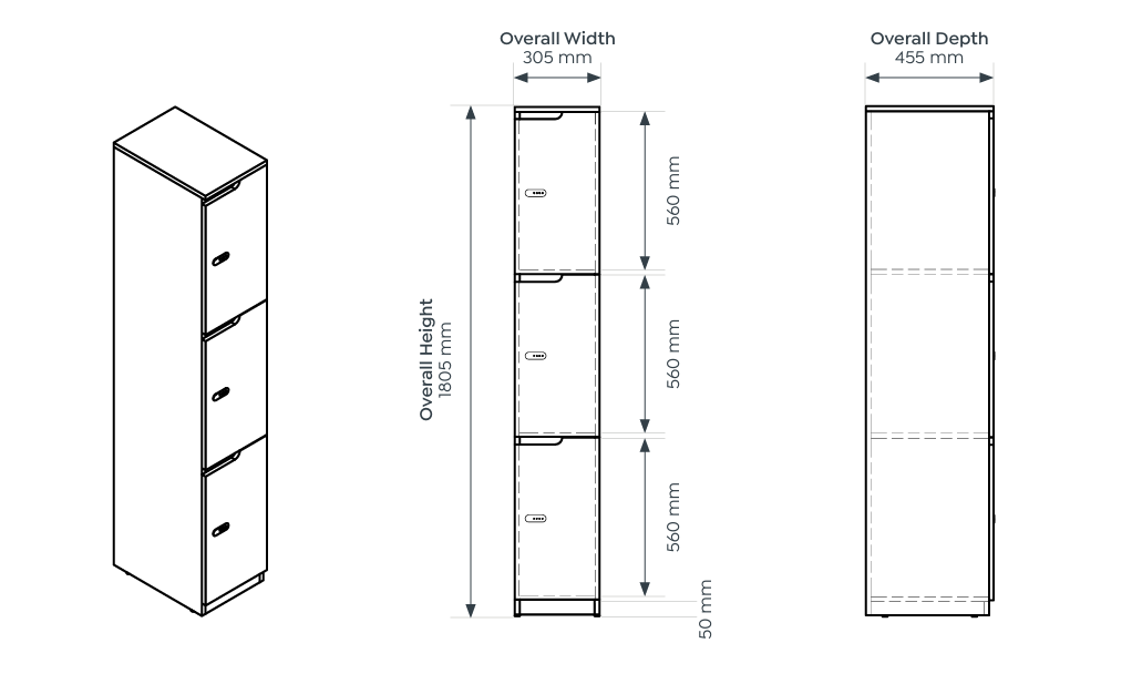 OL Knox 3 Door Melamine Locker