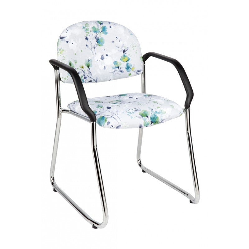 MA Lazer 50 Fabric or Vinyl Upholstered Sled Base Drop Down Armchair