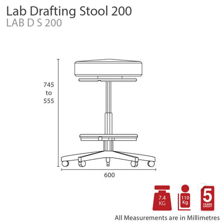 MA Lab PU Upholstered Drafting Stool