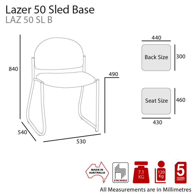 MA Lazer 50 Fabric or Vinyl Upholstered Sled Base Visitor Chair