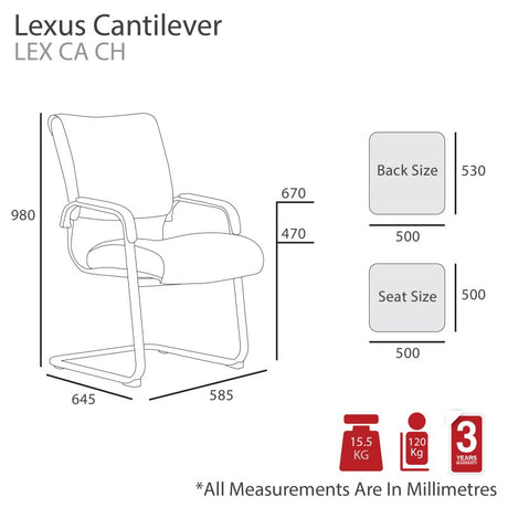 MA Lexus Chrome Cantilever Base PU Upholstered Visitor Armchair