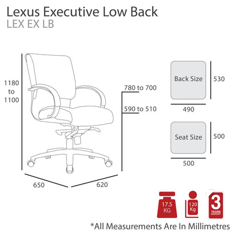 MA Lexus PU Upholstered Low Back Executive Chair