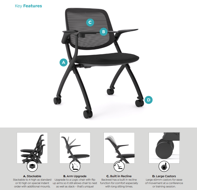OL Logic Training & Healthcare Chair with Castors and Arms