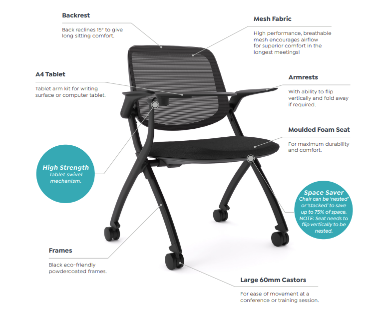 OL Logic Training & Healthcare Chair with Castors and Arms