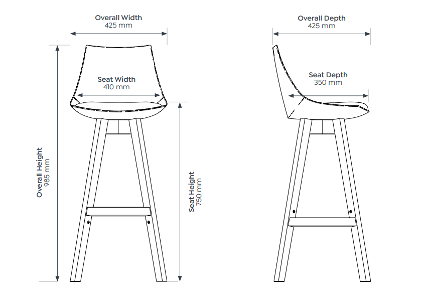 OL Luna Black Barstool with Oak Timber Legs
