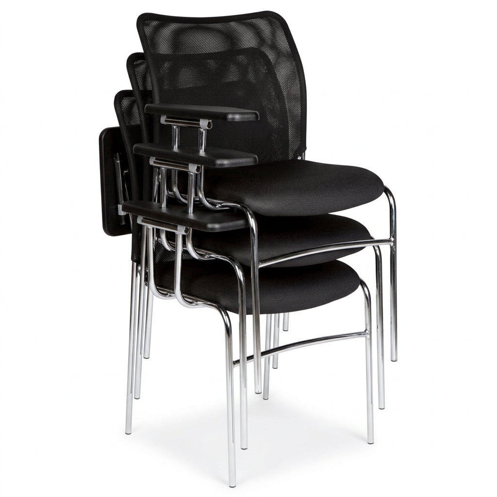 MA Martin Chrome 4 Leg Stackable Meshback Lecture Chair
