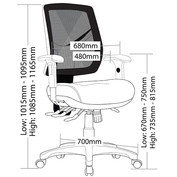 ST Chelsea High Mesh Back Task Chair with Arms & Seat Slider