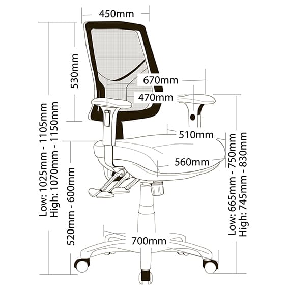ST Mega High Mesh Back Task Chair with Arms