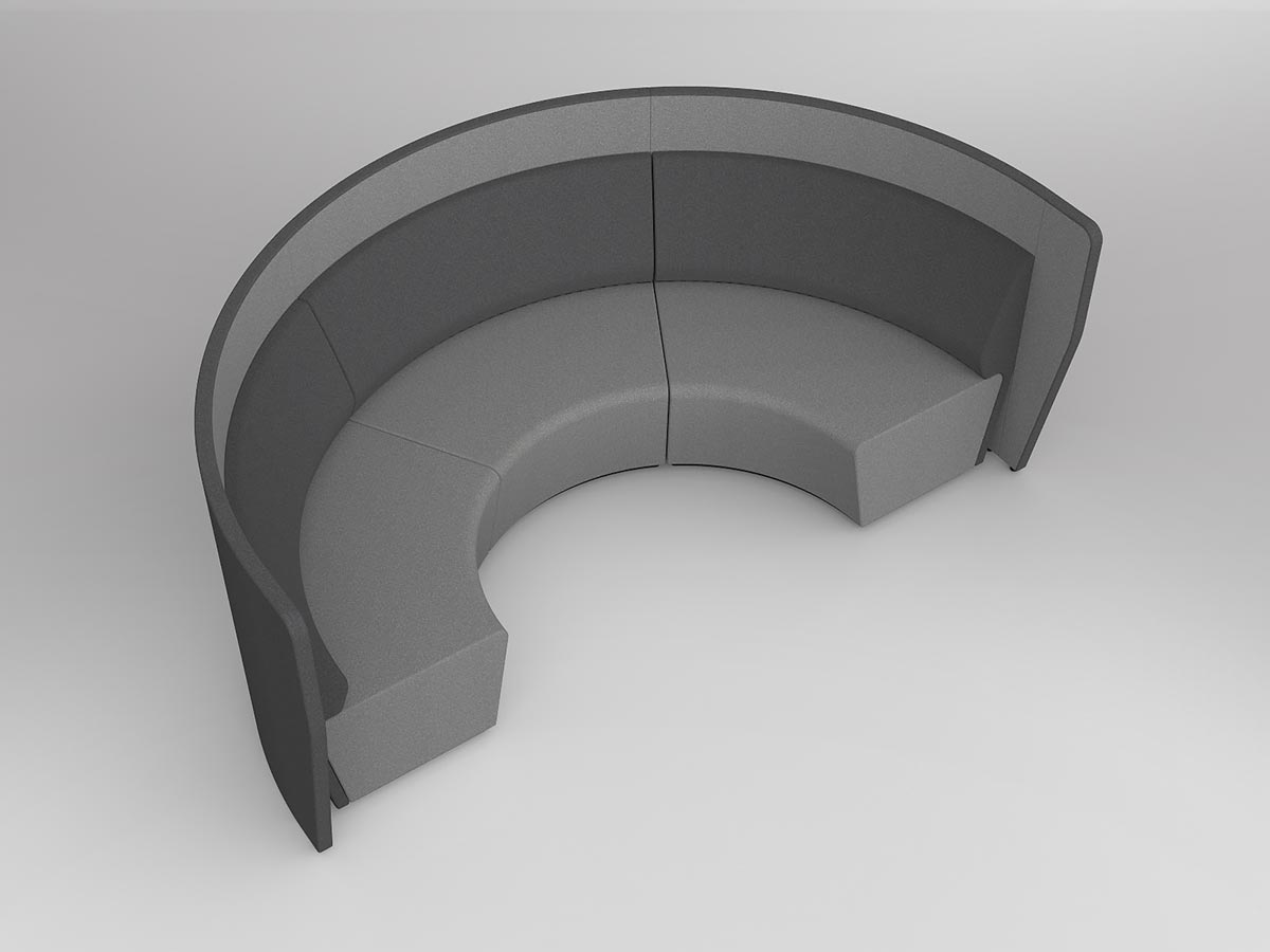 OL Motion Arc 3 Seater Reception Area Lounge with 1.1M High Privacy Wall