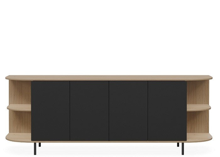 DD Mila 4 Door Credenza Buffet with Absolute Black Doors