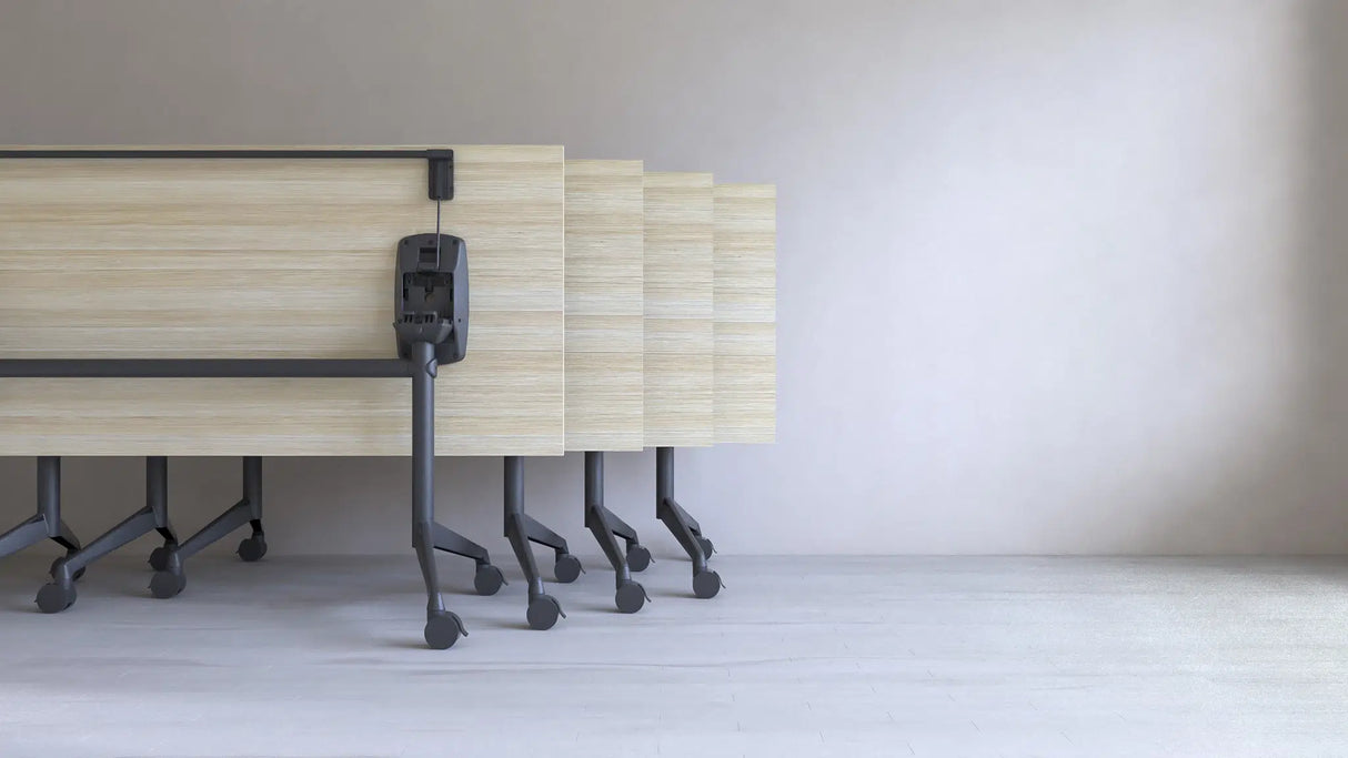 OL Modulus Meeting Table Twin Post Triple Span All Black Frame