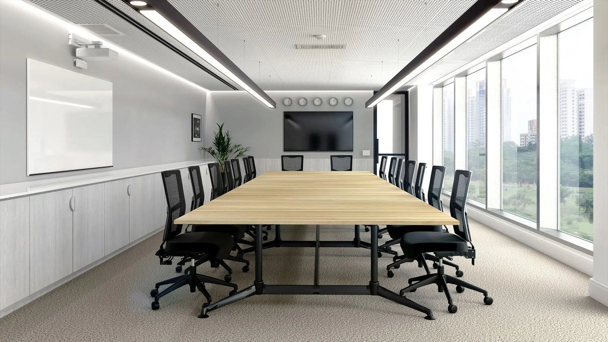 OL Modulus Meeting Table Twin Post Triple Span All Black Frame