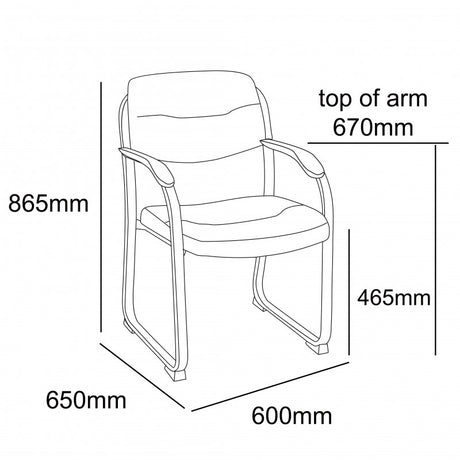 MA Morgan Bonded Leather Upholstered Metal Sled Base Visitor Armchair