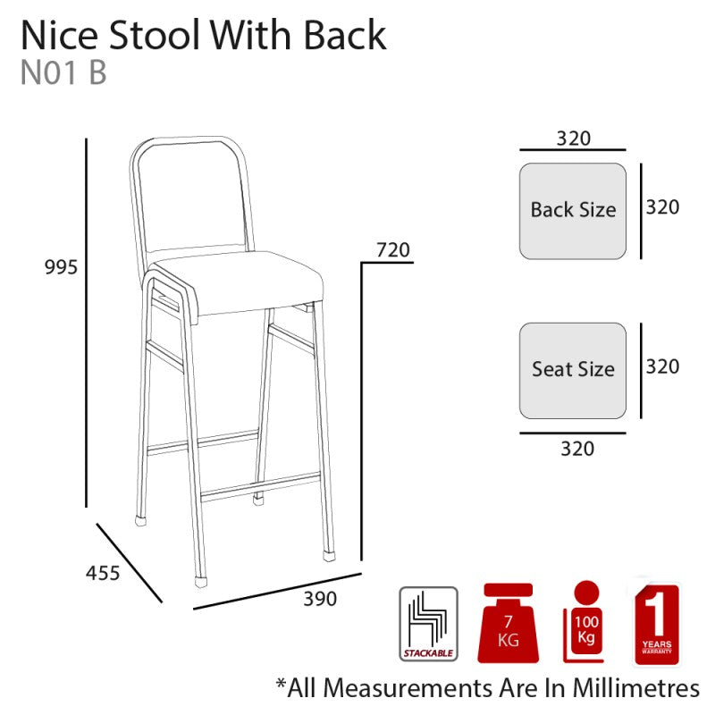 MA Nice Fabric or Vinyl Upholstered Stackable Bar Stool with Back