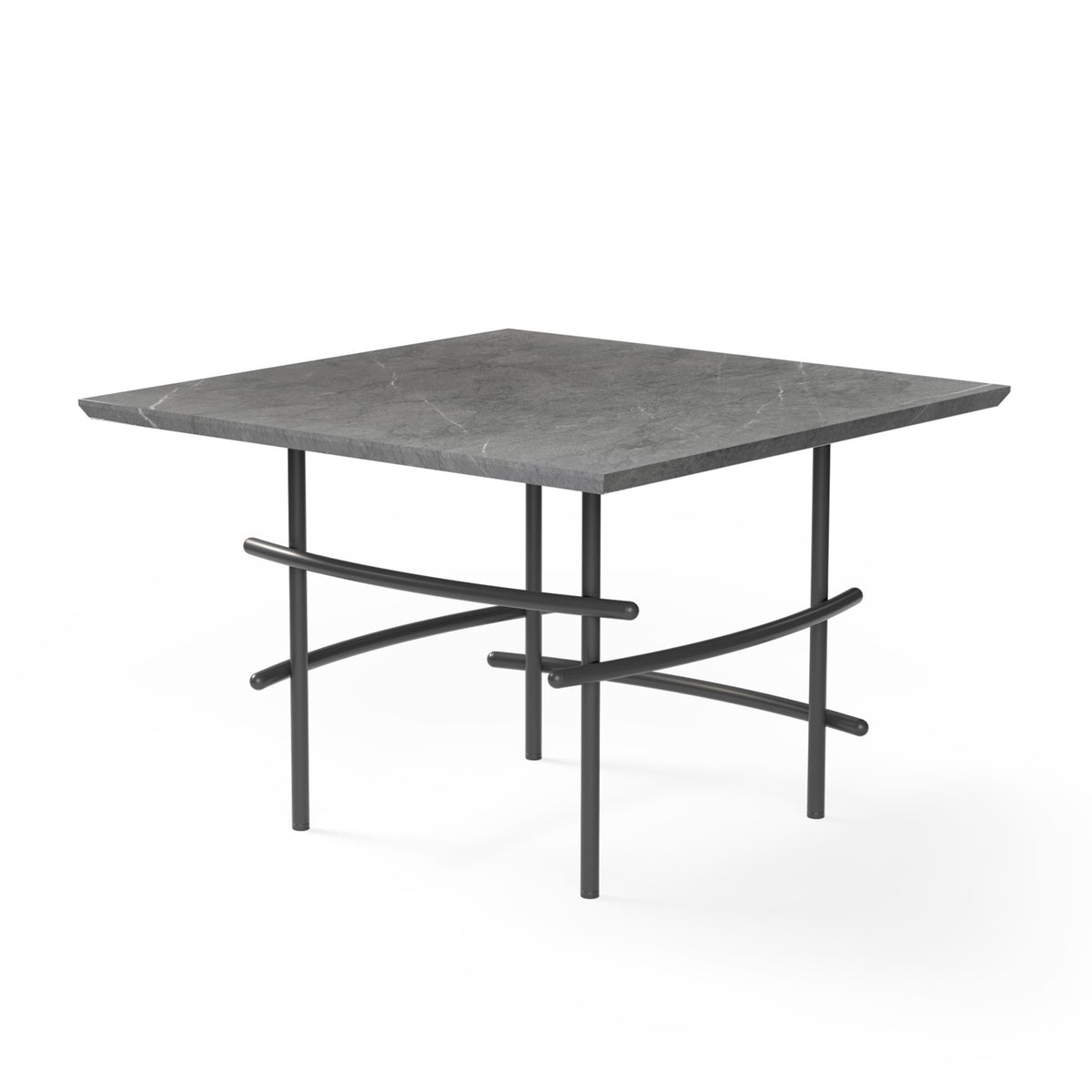 OL Arcos Marble Top Square Metal Base Round Coffee Table