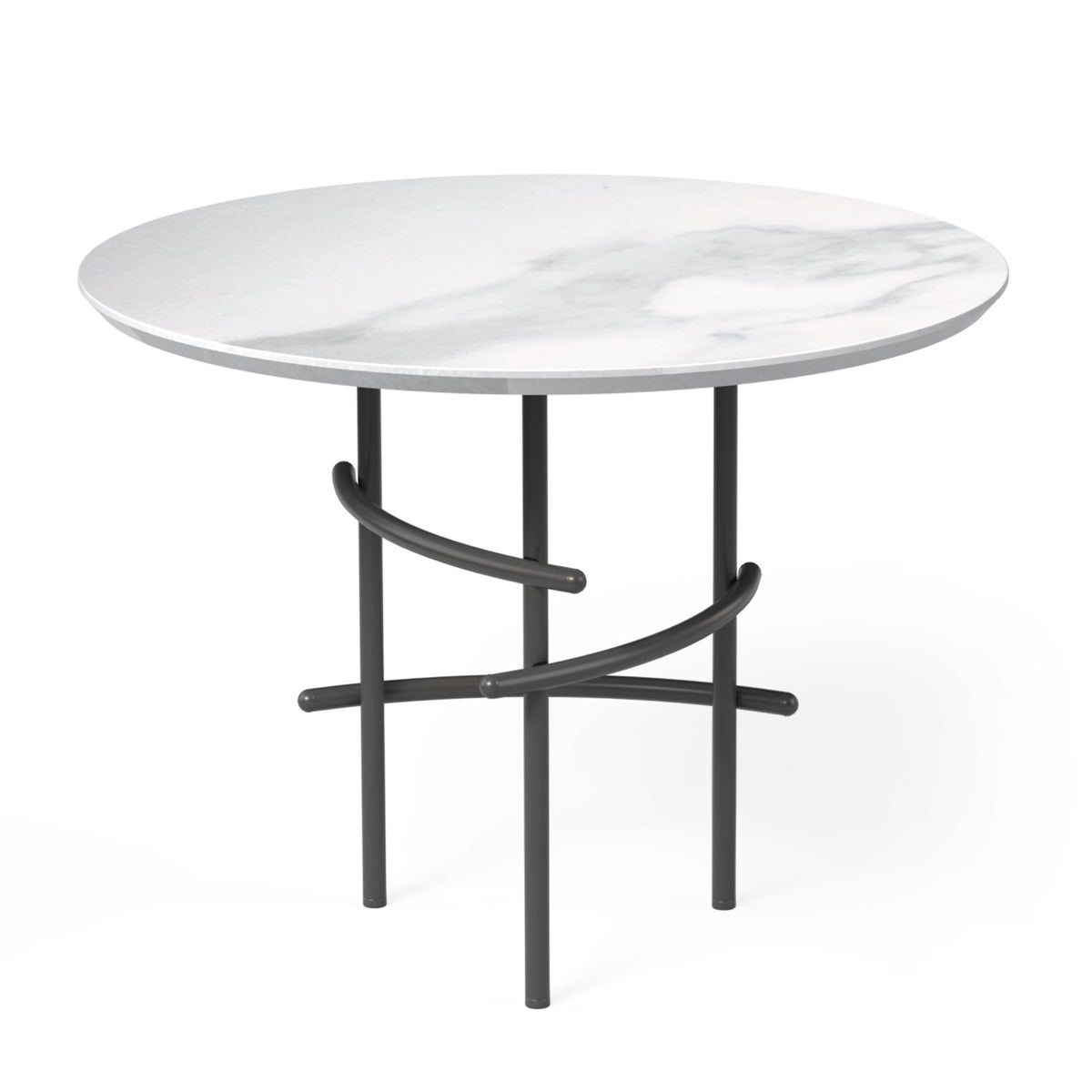 OL Arcos Marble Top Triangle Metal Base Round Coffee Table