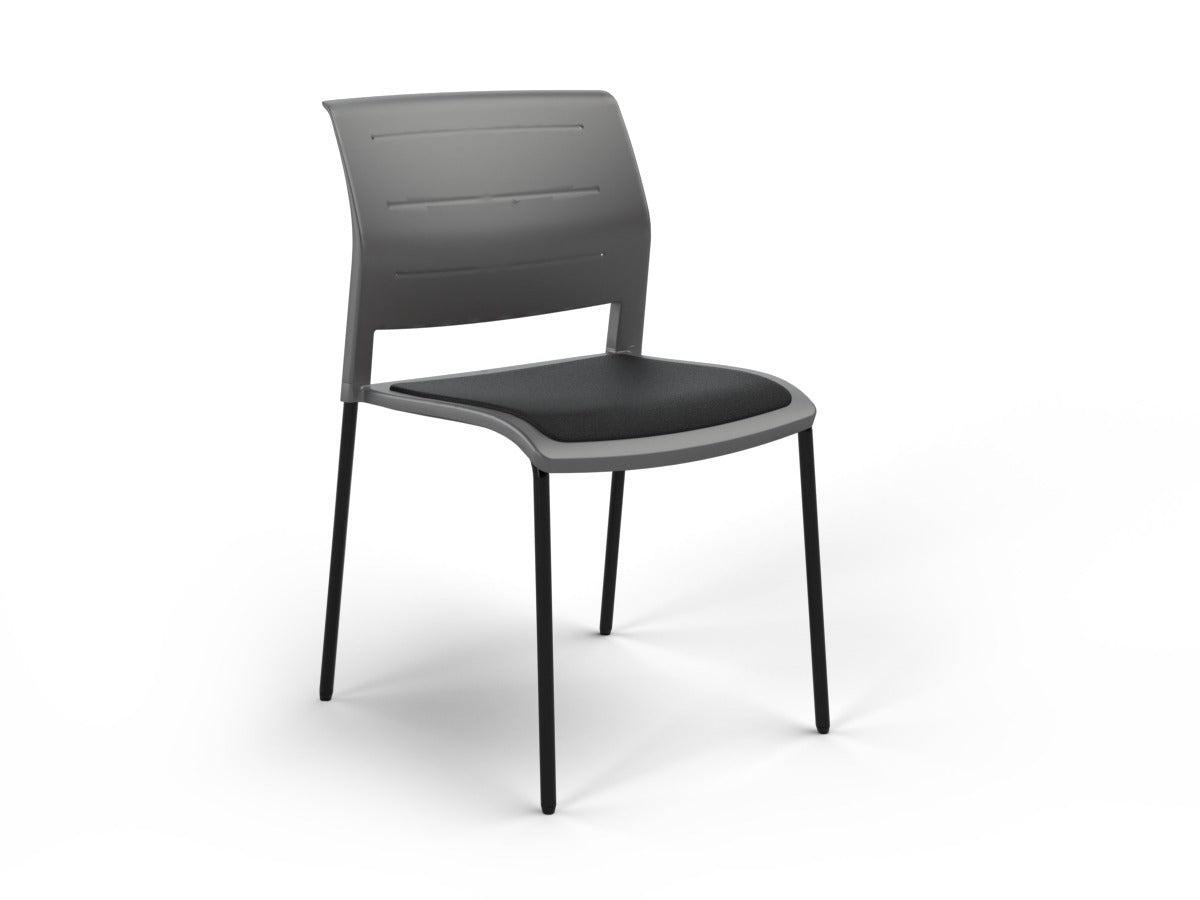 OL Game 4 Legs Upholstered Seat Hospitality Stacking Chair - Charcoal Shell
