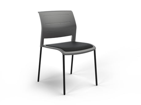 OL Game 4 Legs Upholstered Seat Hospitality Stacking Chair - Charcoal Shell