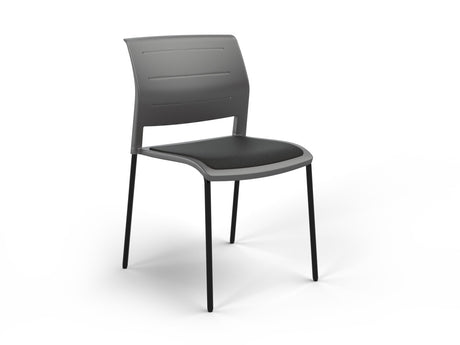 OL Game 4 Legs Upholstered Seat Hospitality Stacking Chair - Charcoal Shell