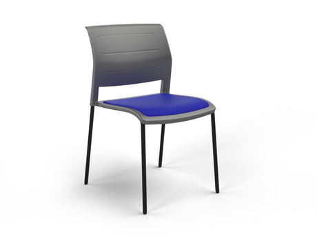 OL Game 4 Legs Upholstered Seat Hospitality Stacking Chair - Charcoal Shell