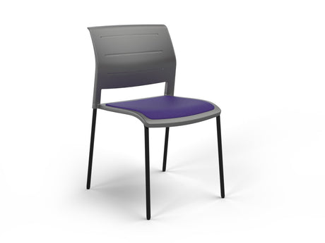 OL Game 4 Legs Upholstered Seat Hospitality Stacking Chair - Charcoal Shell