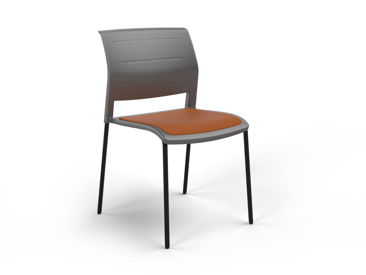OL Game 4 Legs Upholstered Seat Hospitality Stacking Chair - Charcoal Shell