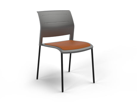 OL Game 4 Legs Upholstered Seat Hospitality Stacking Chair - Charcoal Shell
